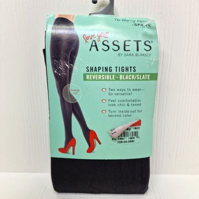 Assets By Spanx Shaping Tights Womens 1 Black/Dark Gray Nylon Stretch Reversible